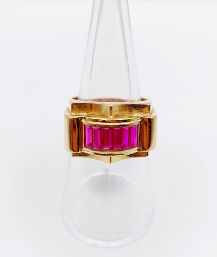 Bague 55 Bague tank art déco or rubis synthétiques 58 Facettes A03728