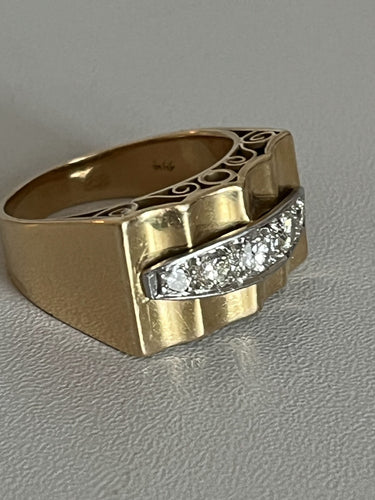 Bague 61 Bague Tank Or Jaune Platine Diamants 58 Facettes LOT 6129