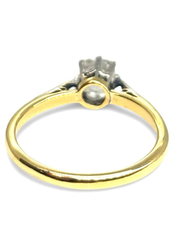 Bague 51 Solitaire or jaune et diamant oval 0,35 ct 58 Facettes 1376