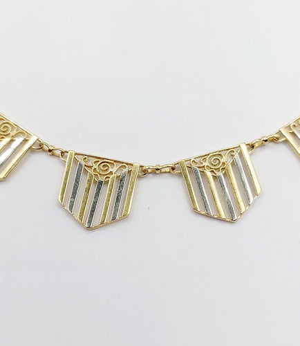 Necklace Necklace Art Deco filigree patterns in 18k yellow and white gold 58 Facettes A04100