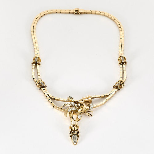 Collier Collier draperie en or rose, platine et diamants 58 Facettes GU002