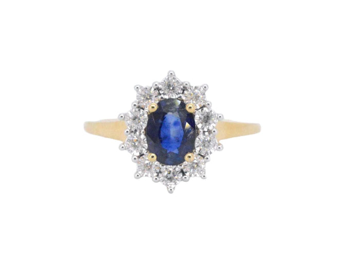 Bague 54 Bague entourage en or jaune avec saphir et diamants 58 Facettes 2273