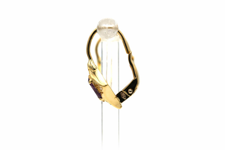 Boucles d'oreilles Boucles d’oreilles en or jaune 18 carats et améthystes, diamants taille brillant 58 Facettes B799