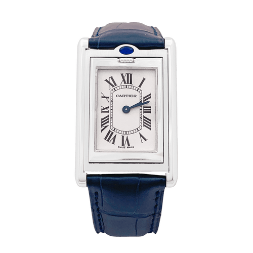 Montre Montre Cartier, "Tank Basculante", acier, cuir. 58 Facettes 34713