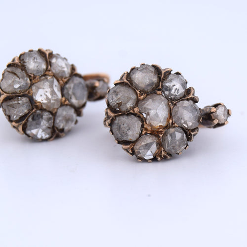 Boucles d'oreilles Boucles d’oreilles victoriennes en or 12k et diamants taille rose 58 Facettes OR154