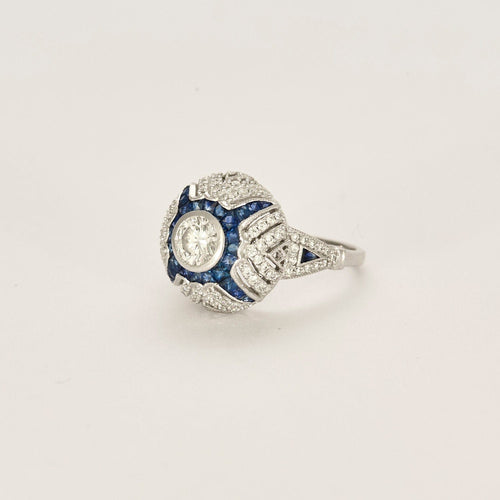 Bague 53 Bague style Art Déco diamants saphirs 58 Facettes