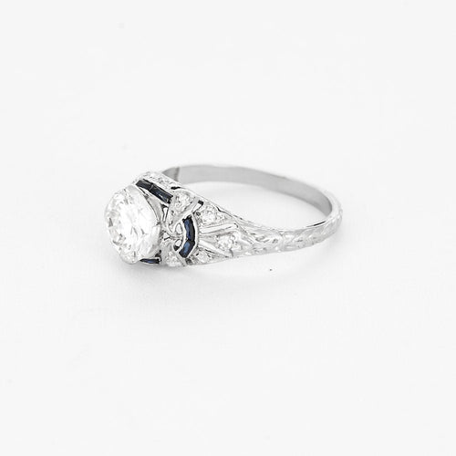 Bague 52,5 Bague Solitaire en platine, diamants, saphirs de synthèse 58 Facettes B250524