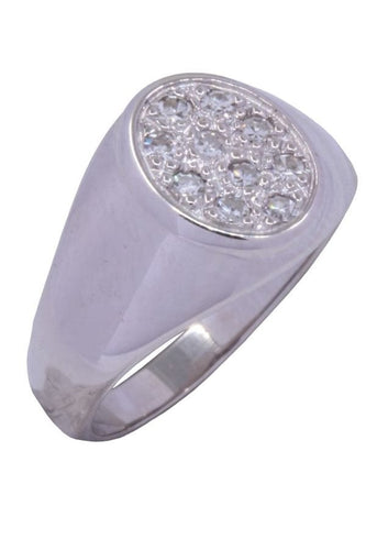 Bague 48.5 Chevalière pavage diamants 58 Facettes 083661