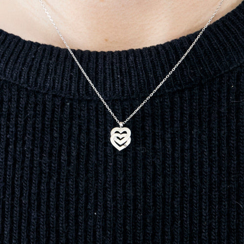 Pendentif DINH VAN - Double Coeurs - pendentif or blanc et diamants 58 Facettes 250010