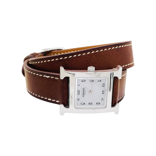 Montre Montre Hermès, "Heure H", acier sur cuir. 58 Facettes 35040