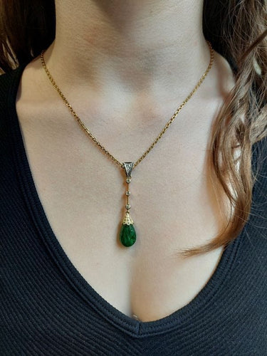 Pendentif PENDENTIF GOUTTE ÉMERAUDE ET DIAMANTS 58 Facettes 087481