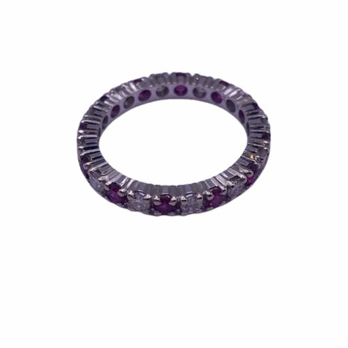 Bague 49 Bague éternité Or Blanc 18k Diamants et Rubis 58 Facettes 12-GS31668-1