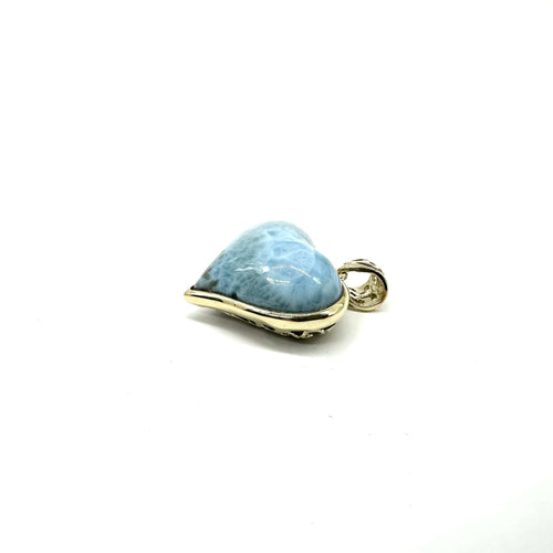 Hanger hart geelgoud en larimar 