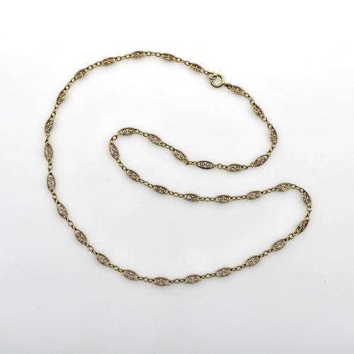 Collier Chaîne vintage en filigrane d'or 14 carats 58 Facettes A20013