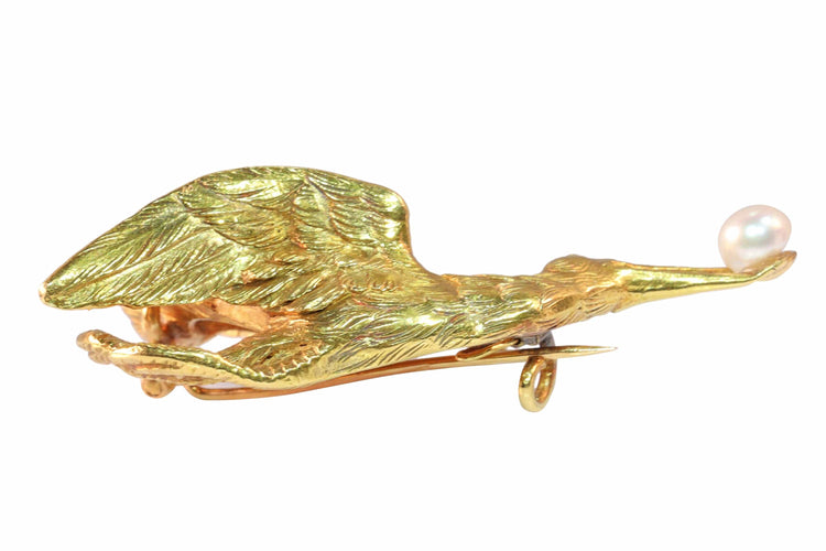 Pendentif Broche-pendentif cigogne victorienne 58 Facettes 24071-0151