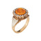 Antique Victorian Fire Opal Ring Rose Cut Diamond Cluster 14k Yellow Gold Halo 58 Facettes G14047