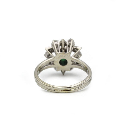 Bague 51 Bague Marguerite - Or blanc, Platine, Emeraude & Diamants 58 Facettes 250459R