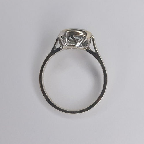 Bague 50 Solitaire or blanc aigue-marine 58 Facettes