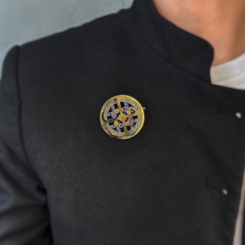 Broche Broche or jaune, saphirs & diamants 58 Facettes 250013R