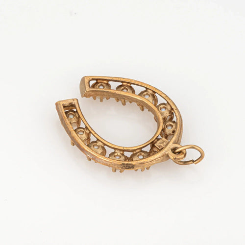 Pendentif Pendentif Fer à Cheval en Or Jaune et Perle de Culture Vintage 58 Facettes G13636