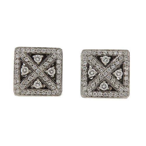 Brincos quadrados em ouro branco com diamantes de 2,54 ct 
