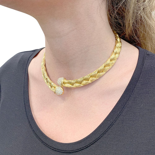 Collier Collier vintage or jaune et diamants. 58 Facettes 32327