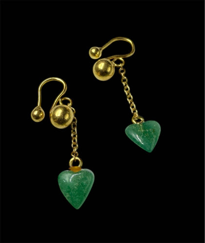 Boucles d'oreilles Boucles d'oreilles à pince en or jaune avec chrysoprase 58 Facettes