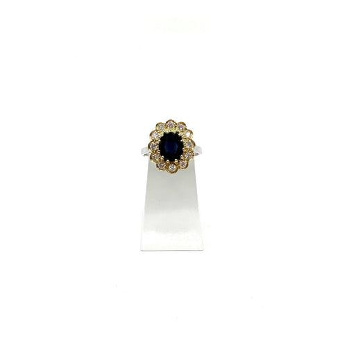 Bague 56 Bague bicolore or blanc et or jaune, saphir et diamants 58 Facettes Z1351441