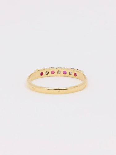 Bague 54 Alliance vintage or jaune diamants rubis 58 Facettes J610