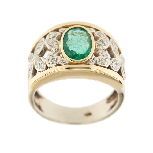 Bague Bague avec émeraude et diamants 58 Facettes 36072