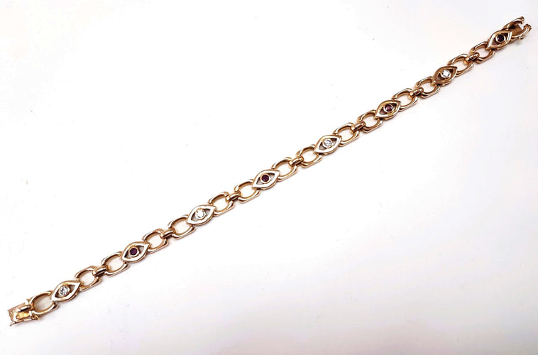 Bracelet Bracelet or rose diamants et rubis 58 Facettes Brac.rub.dt-1480