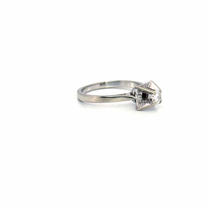 Bague 54 Solitaire or blanc diamant 58 Facettes 2-GS30995-01