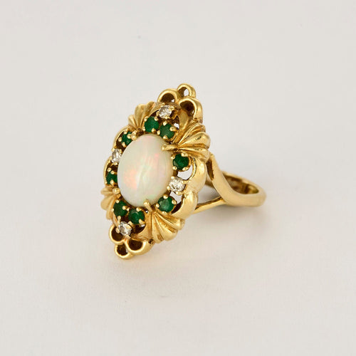 Bague 51 Bague marquise or jaune, opale et diamants 58 Facettes RAM28443