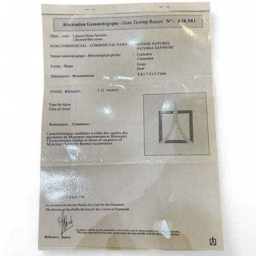 Bague Bague en or jaune, saphir, diamants. 58 Facettes