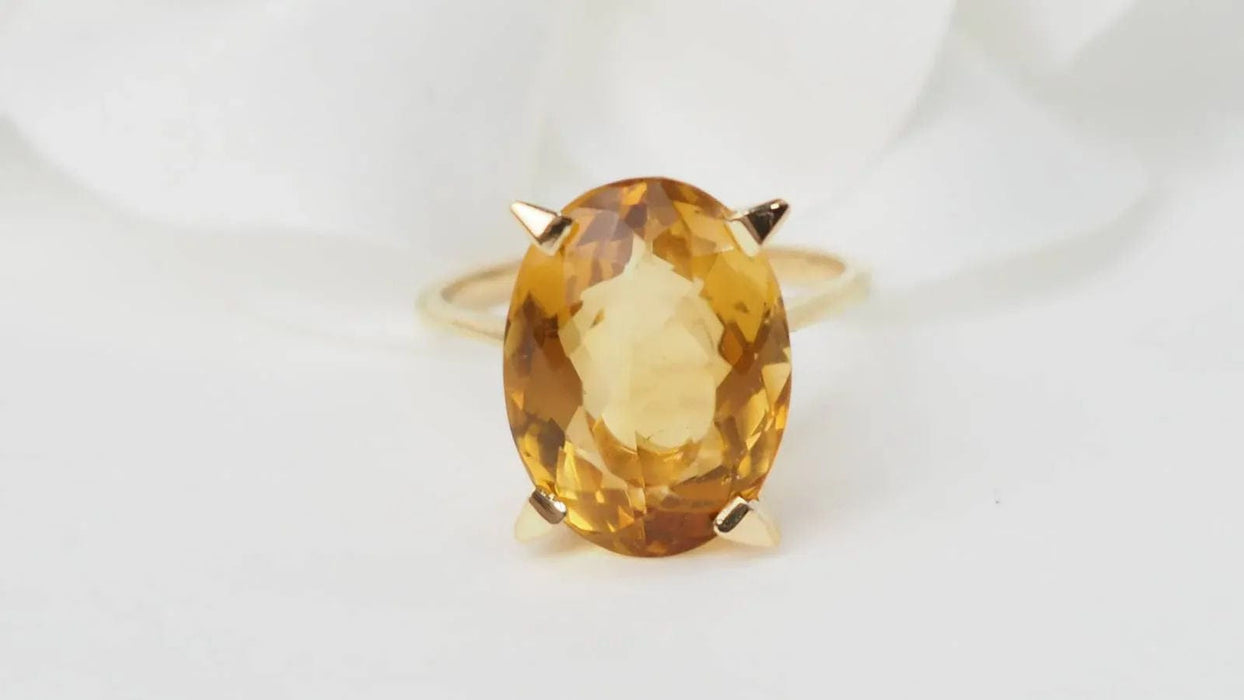 Bague 52.5 Bague vintage or jaune et citrine 58 Facettes 32983