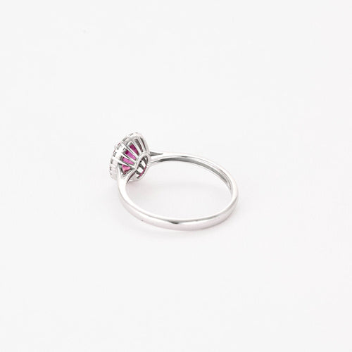Bague 53 Bague or gris, saphir rose et diamants 58 Facettes THI0206