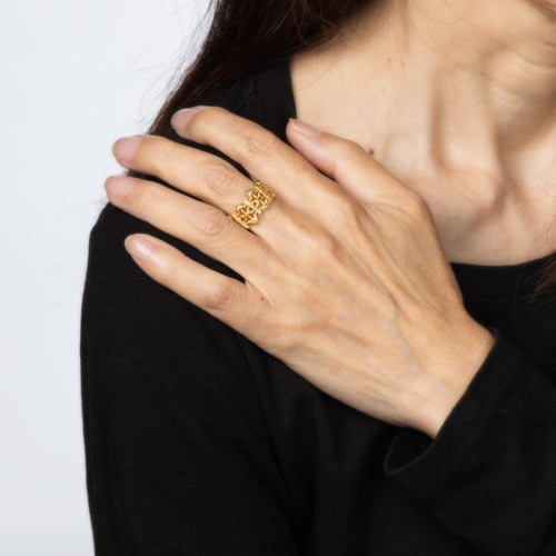 Bague 53 Bague à maillons vintage ornée en or jaune 58 Facettes G14186