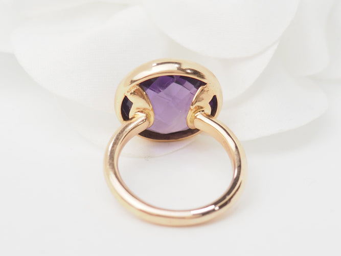 Bague 51 Bague ronde en or rose et améthyste façettée 58 Facettes 32042
