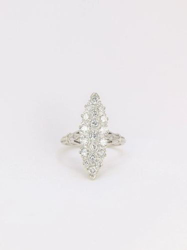 Bague 50 Bague marquise vintage or blanc diamants 58 Facettes J129