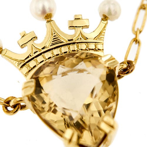 Collier Collier avec couronne, quartz citrine et perles 58 Facettes 38120