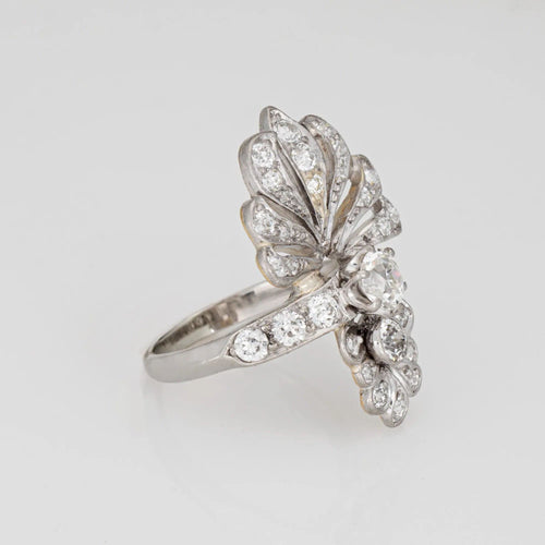 Bague 54 Bague Art Déco vintage en diamant 1 carat, taille 4,5, cocktail en grappe, bijou de succession raffiné 58 Facettes G13577