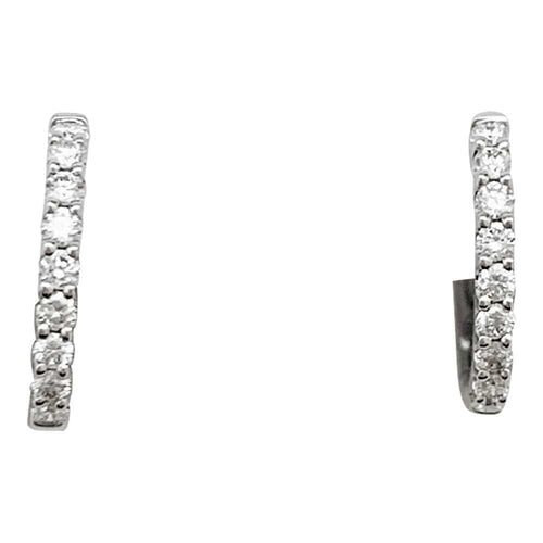 Boucles d'oreilles Paire de petites créoles en or blanc, diamants. 58 Facettes 34101