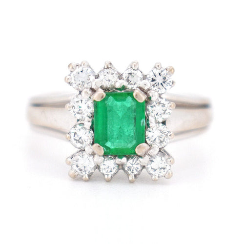 Bague 52 Bague Émeraude et Diamants, Vintage 58 Facettes 433