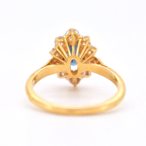 Bague 50 Bague Vintage Or 18 Carats, Saphir Naturel et Diamants - Circa 1980 58 Facettes 321