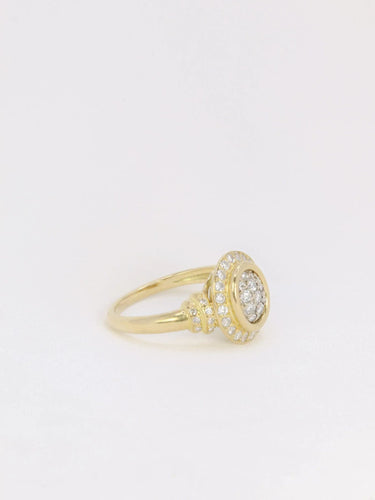 Bague 56 Bague vintage ovale en or pavée de diamants 58 Facettes J123