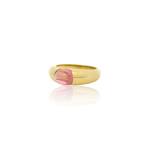 Bague Bague jonc or jaune, cabochon tourmaline rose 58 Facettes