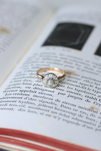 Bague 54 Bague Marguerite Ancienne Or rose, Platine, Diamants 58 Facettes