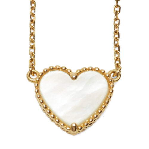 Collier Van Cleef & Arpels - Collier Lucky Alhambra Heart or jaune - nacre blanche 58 Facettes vca-n-yg-hrt-mop