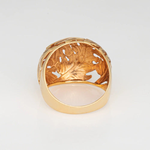 Bague Bague dôme feuille vintage, taille 8, or jaune 14 carats, bijoux fins de cocktail 58 Facettes G13751