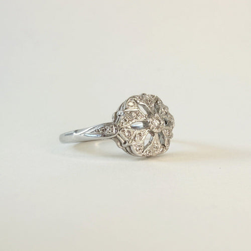 Bague 54 Ancienne bague or gris et diamants 58 Facettes INV037